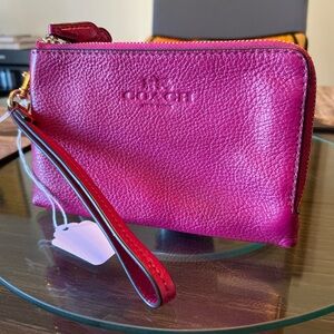 Coach Magenta Leather Wristlet